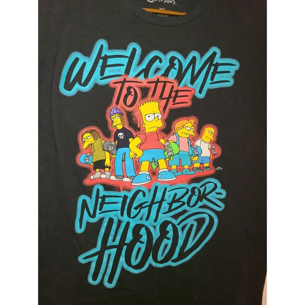 The Simpsons Welcome To The Neighborhood  Black‎ Graphic Tshirt Jr Youth Med